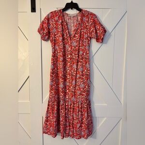 Loft red floral midi dress. Size XS.